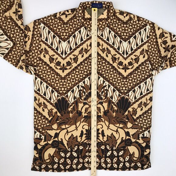 Batik Halus Long Sleeve Button Up Shirt Indra Hadi Men's XL Lined Solo Indonesia - Picture 13 of 14